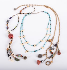 Three Necklaces Including a Native American Fetish