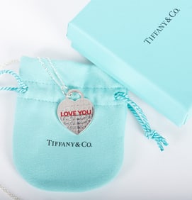Tiffany & Co Sterling Love You Pendant and Chain
