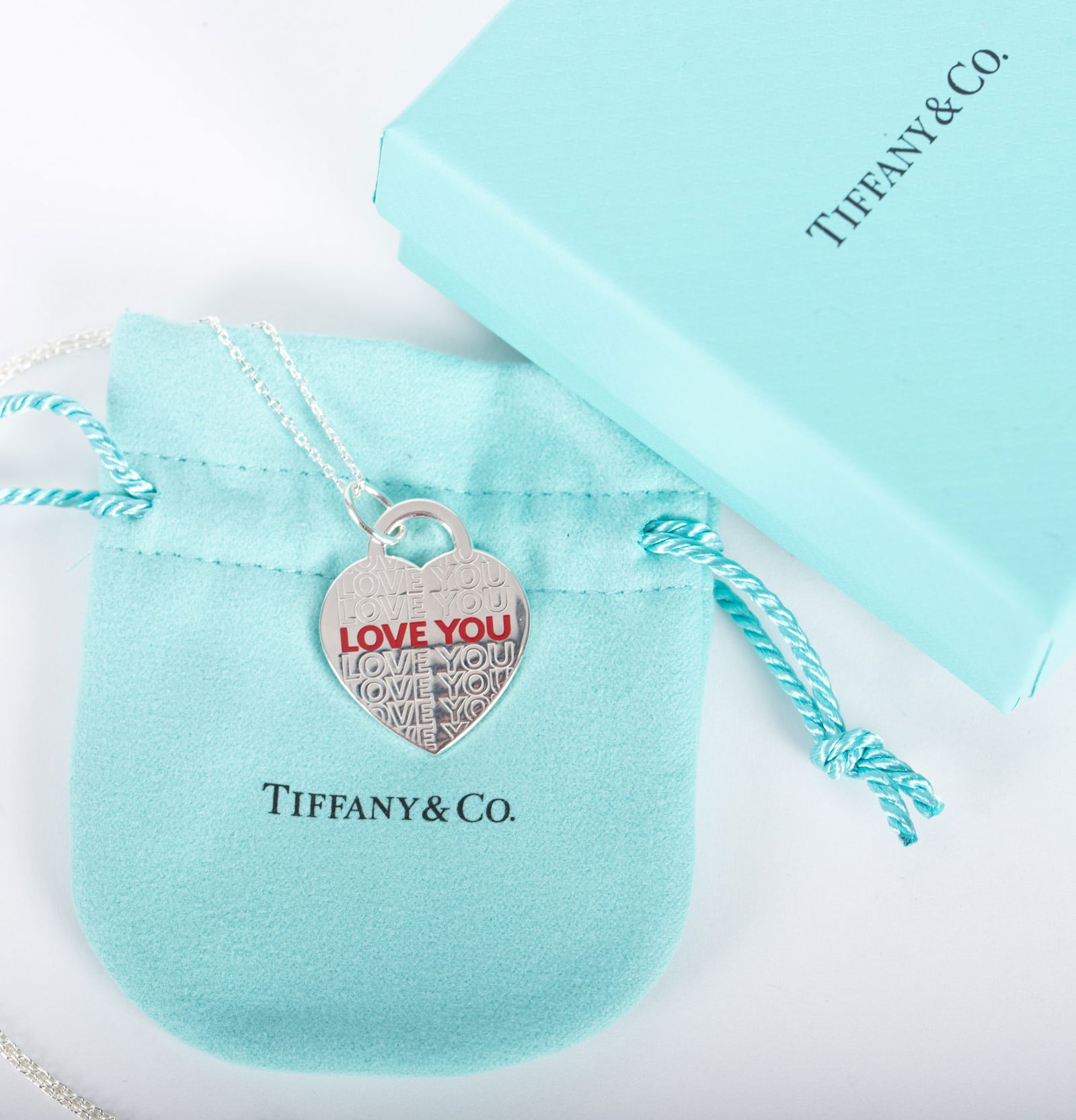 Tiffany & Co Sterling Love You Pendant and Chain (1 of 3)