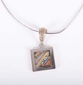 Fabulous 14K Yellow Gold & Sterling Pendant by Ray Tracey