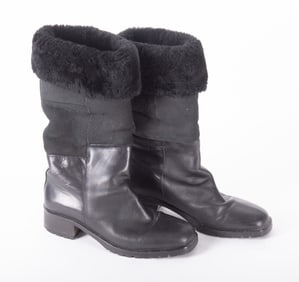 Pair Italian Officer Black Boots for Saks Fifth Avenue