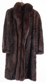 William A Lewis Natural Brown Mink and Mahogany Fox Collar and Border Trim