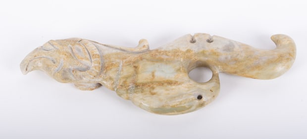 A Chinese Carved Jade Hongshan Style Dragon Hook