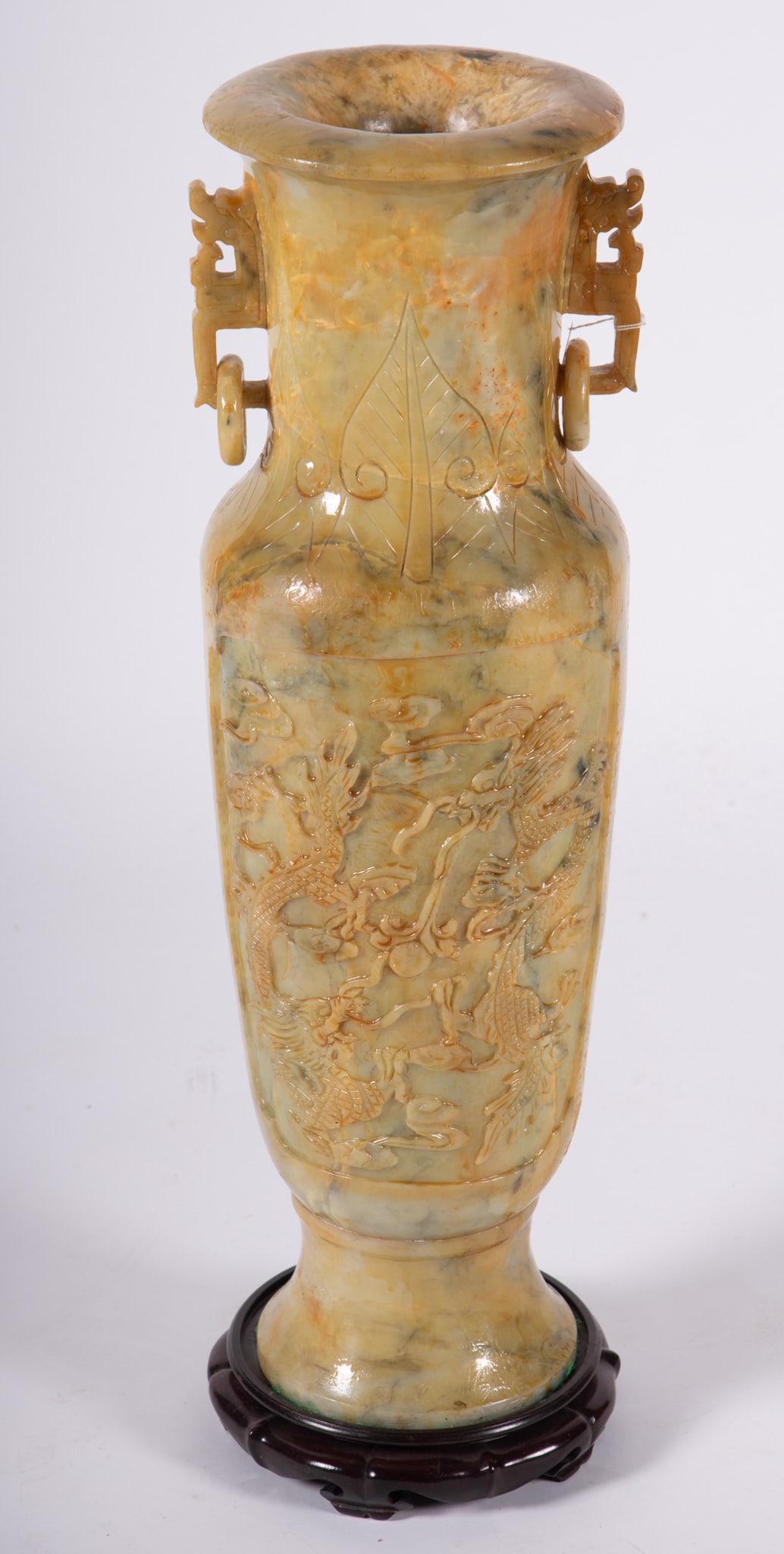 Large Chinese Stone Carved Vase on Stand (1 of 4)