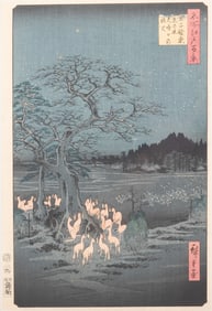 Utagawa Hiroshige, Japan (1797-1858), New Year's Eve Fox Fires at the Changing Tree (From One