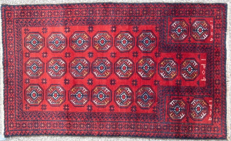 Semi Antique Handwoven Persian Baluchi Pray Rug