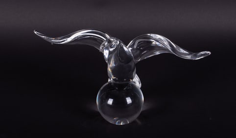 A Crystal Eagle Perched on Ball, James Houston for Steuben