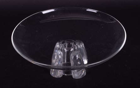 A Large Steuben Footed Steuben Crystal Centerpiece Bowl