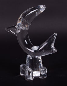 A Steuben Crystal Sculpture of a Leaping Dolphin