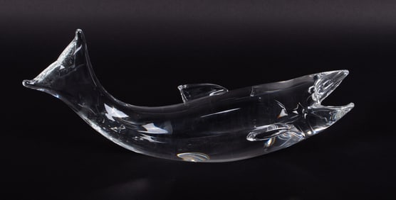 A Large Crystal Sculpture of a Salmon, James Houston for Steuben