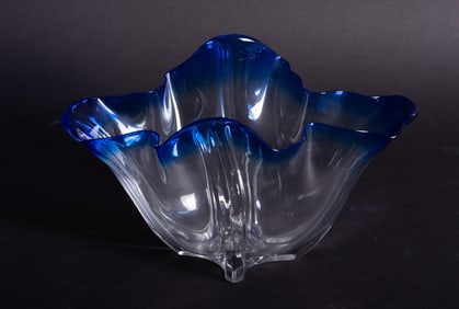 A Steuben Grotesque Clear to Cobalt Bowl
