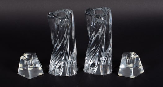 Two Pairs of Baccarat Crystal Candlesticks