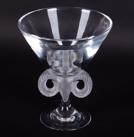 A Lalique Crystal Aries Pedestal Bowl