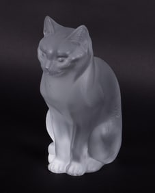 A Lalique Frosted Crystal Seated Cat
