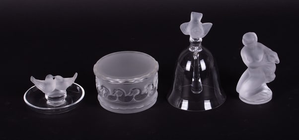 Four Lalique Crystal Table Objects