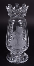 A Waterford Cut and Engraved Ten Commandments Moses Vase