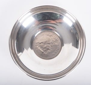 Sterling Wine Taster with a 1965 Winston Churchill Commemorative Crown Coin