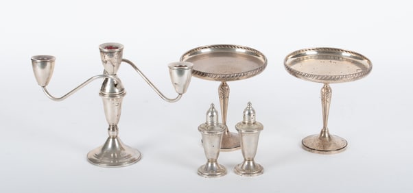 A Collection of Weighted Sterling Silver Table Items