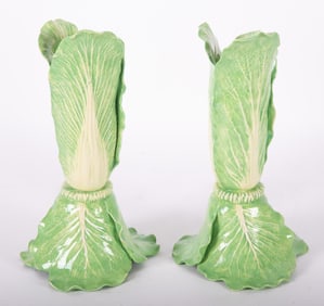 Pair of Vintage Dodie Thayer Lettuce Ware Candlesticks