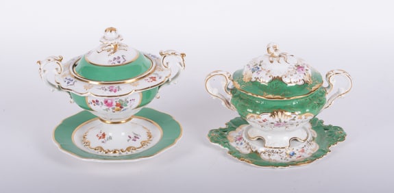 Two Antique Diminutive English Porcelain Tureens
