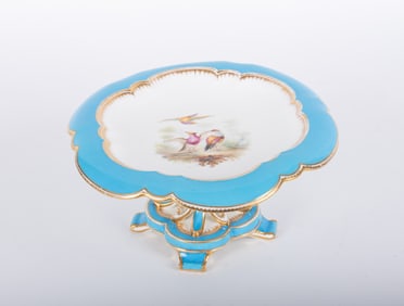 A 19th Century English Porcelain Ornithological Tazza