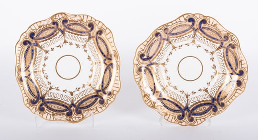 A Pair of Antique Staffordshire Deep Well Porcelain Plates