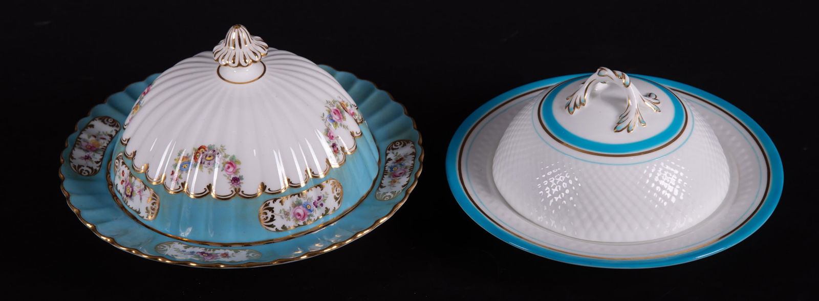 Two Antique English Porcelain Butter Domes (1 of 4)