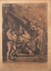 After Peter Paul Rubens, L'Accouchement de la Reine, engraving by Nattier and Audran