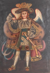 Spanish Cusco School Painting of an Angel