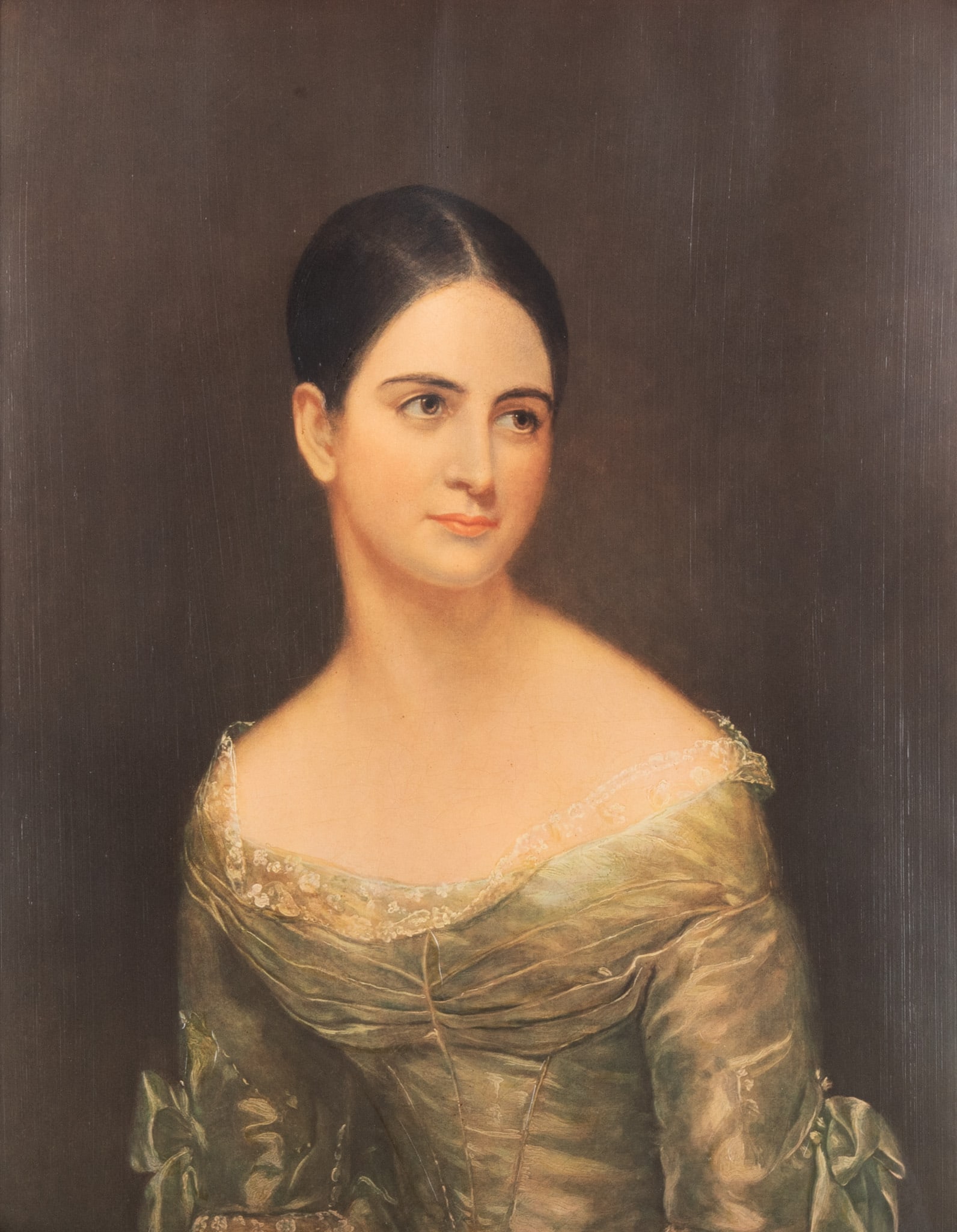 After Thomas Sully, English/ American (1783-1872), Miss Pearce, oil on canvas: After Thomas SullyEnglish/ American, (1783-1872)Miss Pearceoil on canvasafter a work of the same title attributed to Thomas Sully. Unsigned, framed.27 1/2 x 21 1/4 inches; 34 x 28 inches (overall with