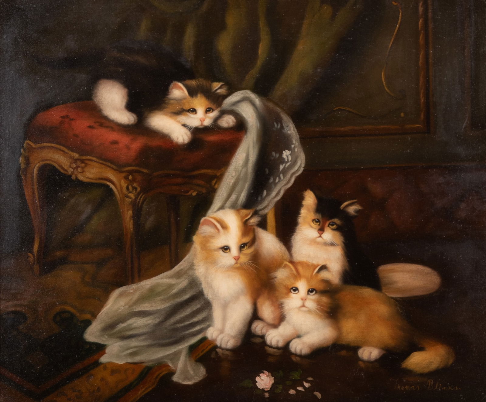 Thomas Blinks, United Kingdom , Kittens, oil on canvas (1 of 5)