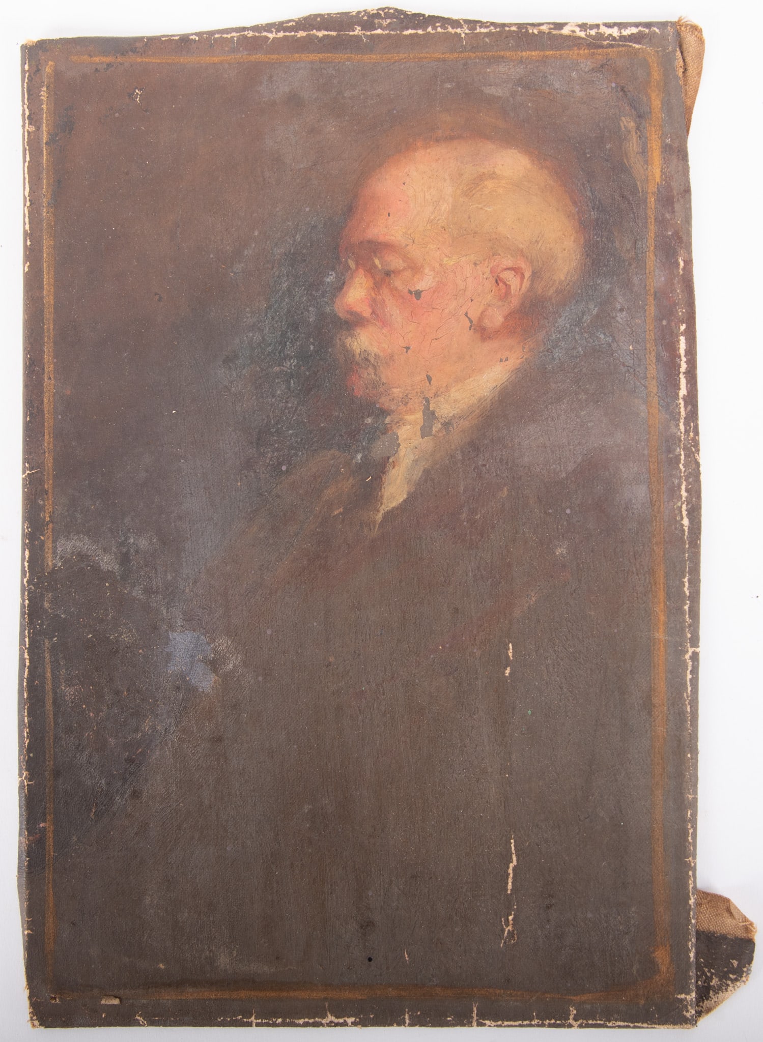 Artist Unknown, American School 19th Century, Profile Portrait of a Gentleman, oil on canvas,: Artist UnknownAmerican School, 19th CenturyProfile Portrait of a Gentlemanoil on canvas, unstretchedunsigned, unframed.12 x 8 inches