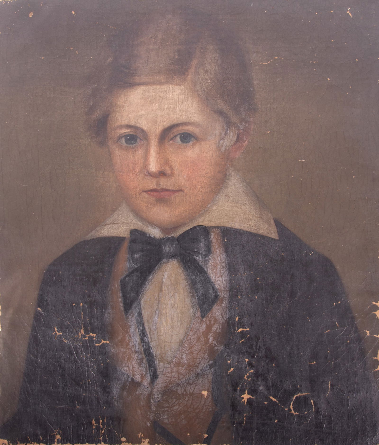 American School 19th Century, Portrait of a Young Man, oil on canvas, unstretched (1 of 5)