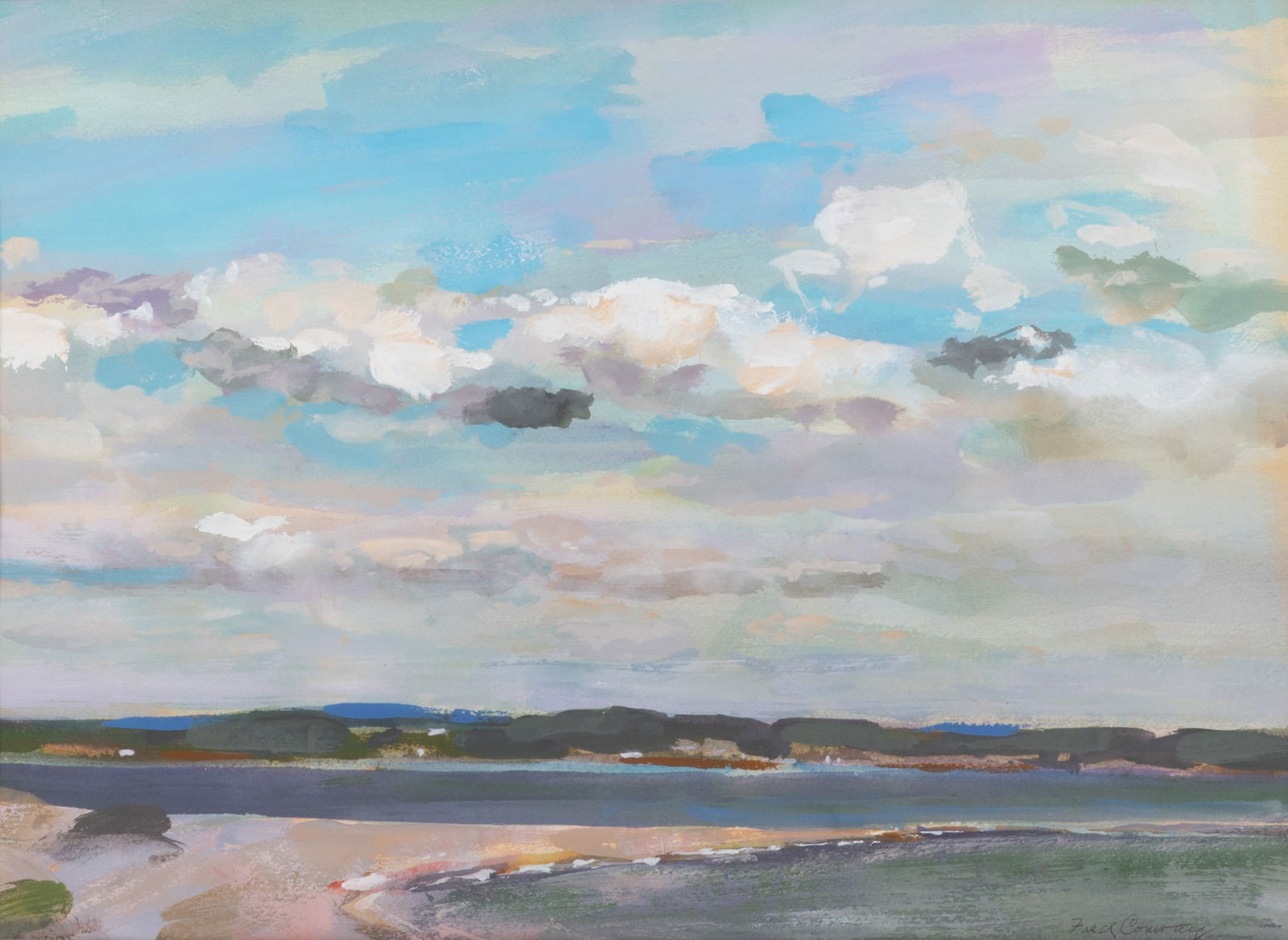 Fred Conway, Missouri (1900-1973), Beach Landscape, watercolor on paper: Fred ConwayMissouri, (1900-1973)Beach Landscapewatercolor on papersigned lower right, framed16 x 22 1/2 inches; 25 1/4 x 31 1/2 inches (overall with frame)