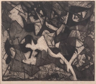 John Wehmer, Missouri (1927-2019), Untitled Abstract, Circa 1940s, etching