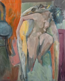 William Quinn, Missouri/Belgium (b. 1929), Bathing Nude, oil on canvas