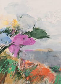 William Quinn, Missouri/Belgium (b. 1929), Abstract on the Beach, watercolor on paper