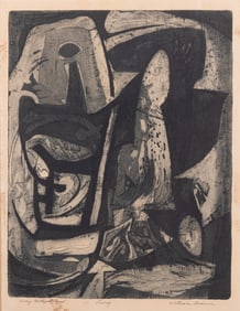 William Quinn, Missouri/Belgium (b. 1929), Frog Metaphorized, circa 1950s, etching, artist's proof
