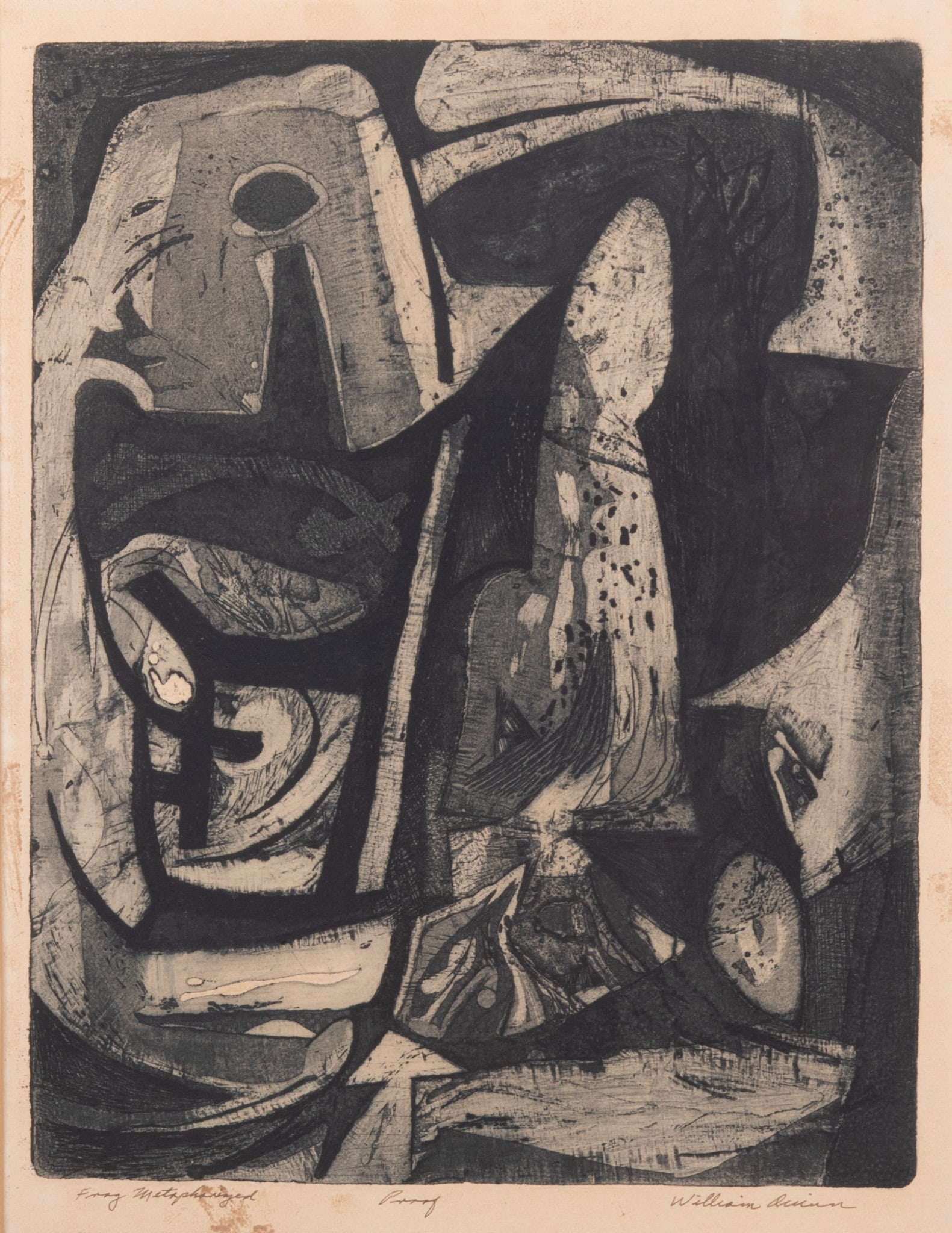 William Quinn, Missouri/Belgium (b. 1929), Frog Metaphorized, circa 1950s, etching, artist's proof (1 of 4)