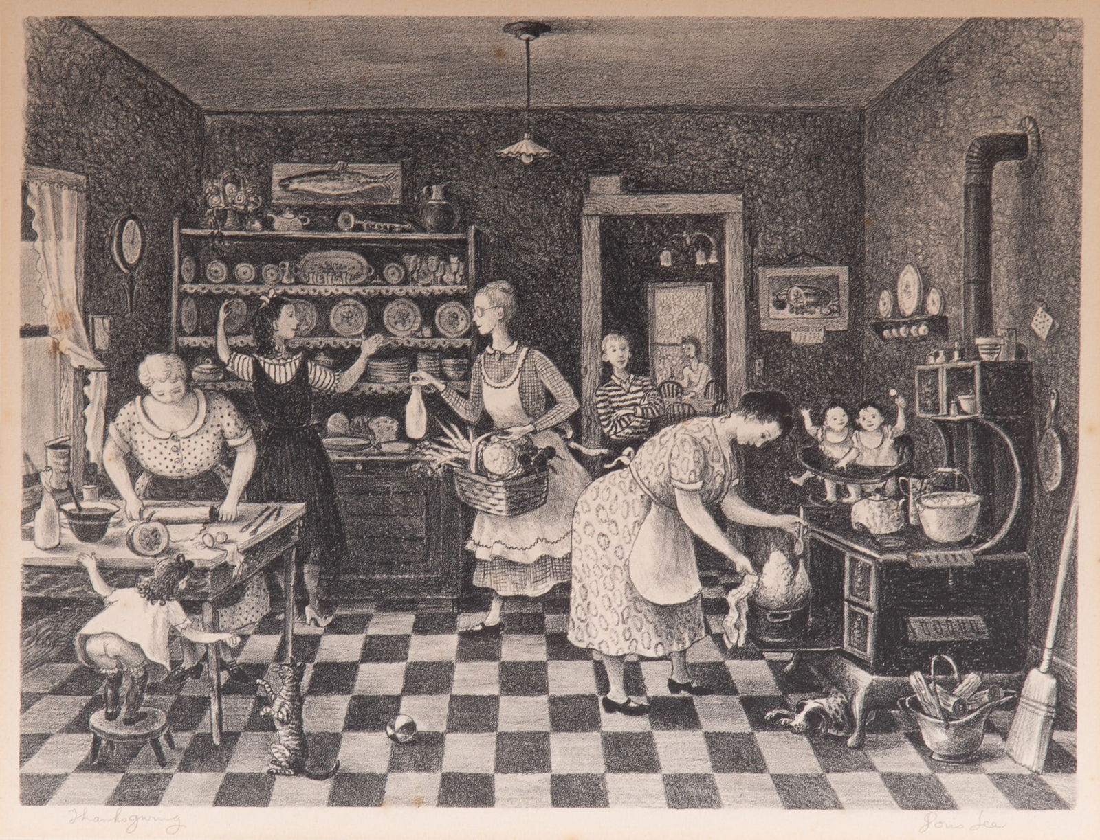 Doris Emrick Lee, American (1905-1983), Thanksgiving, lithograph (1 of 6)