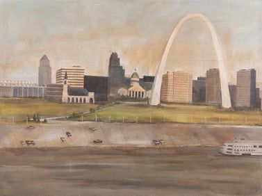 Horn, St. Louis 20th C, St. Louis Riverfront, oil on canvas