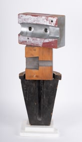Ernest W. Stix, Jr., (1916-2011), Found Object Sculpture, polychrome decorated wood blocks