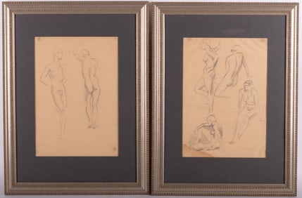 Raphael Soyer, American (1899-1987), Pair of Nude Studies, pencil on paper