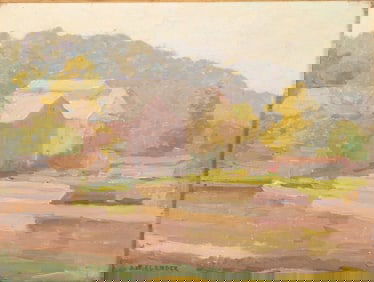 John W. Flender, American (1869-1942), Barn View, oil on board