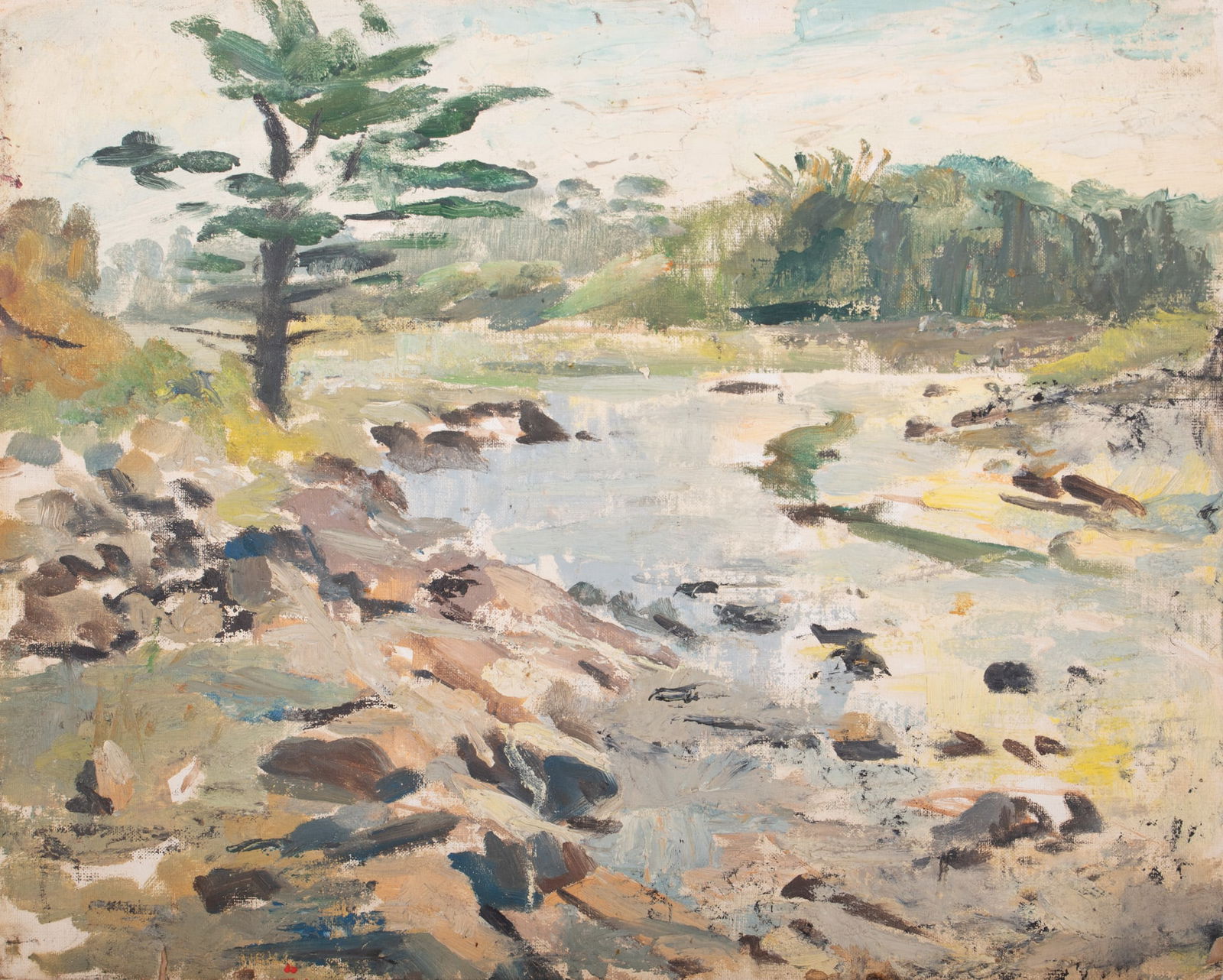 William Franklin Draper, American 1912-2003, Landscape, oil on canvas board: William Franklin DraperAmerican, 1912-2003Landscapeoil on canvas boardUnframed. Circa 1938. Draper Estate on Verso16 x 20 inches