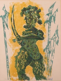 Jean Lurcat, France 1892-1966, Green Warrior, color lithograph on paper