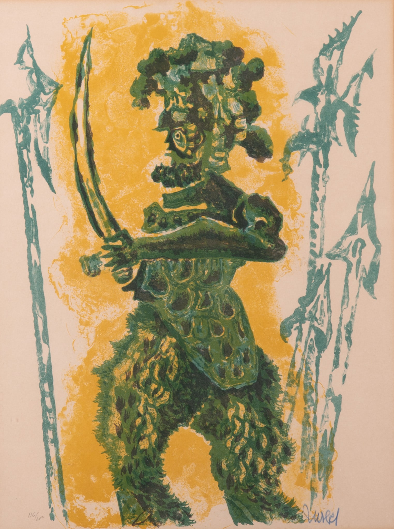 Jean Lurcat, France 1892-1966, Green Warrior, color lithograph on paper (1 of 4)