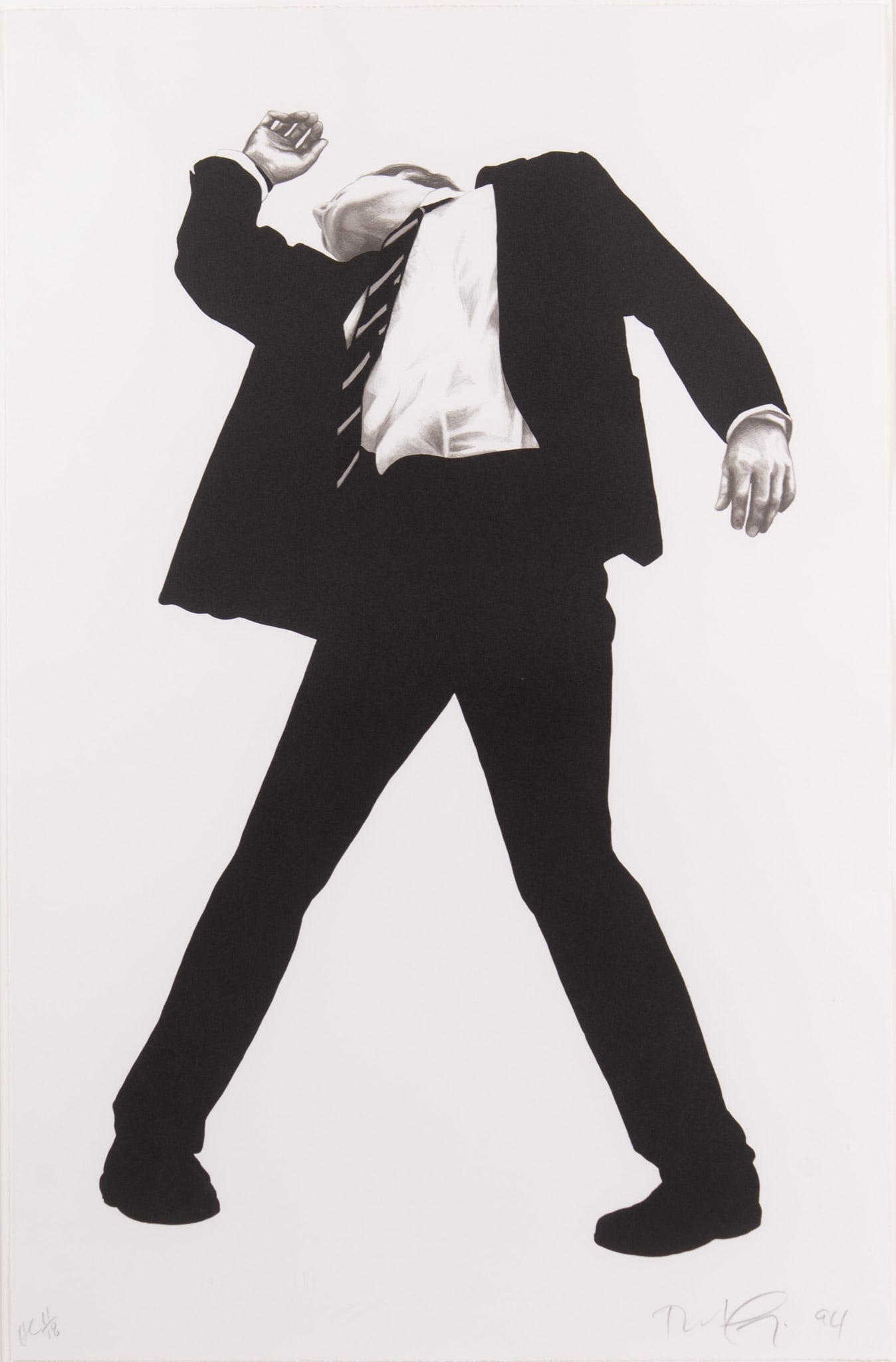 Robert Longo, American (b. 1953), Rick, From Men in the Cities, 1994, lithograph on Arches wove: Robert LongoAmerican, (b. 1953)Rick, From Men in the Cities, 1994lithograph on Arches wove paper, ed. H. C. #11/18Greenpeace (Publisher)signed, dated, and numbered in pencil lower margin, framed.46 x