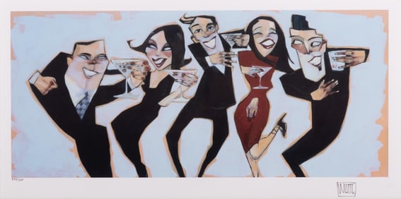 Todd White, American (b. 1969), Cocktail Party Scenes, three framed serigraphs