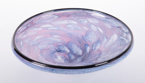 Elevated Round Art Glass Bowl Signed Eckhart 1993